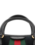 Pre-Loved Ophidia Handbag Suede Small with Gold Hardware, Black