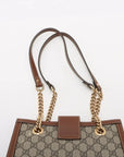 Pre-Loved Padlock Tote Monogram Coated Canvas Small with Gold Hardware, Beige Ebony