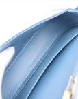 Pre-Loved Triomphe Shoulder Bag Leather Small with Gold Hardware, Light Blue