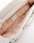 Pre-Loved Horsebit Chain Shoulder Bag Quilted Leather Small with Silver Hardware, White