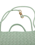 Pre-Loved Andiamo Tote Intrecciato Leather Small with Gold Hardware, Mint Green