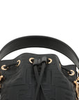 Pre-Loved Mon Tresor Bucket Bag FF Logo Embossed Leather Mini with Gold Hardware, Black