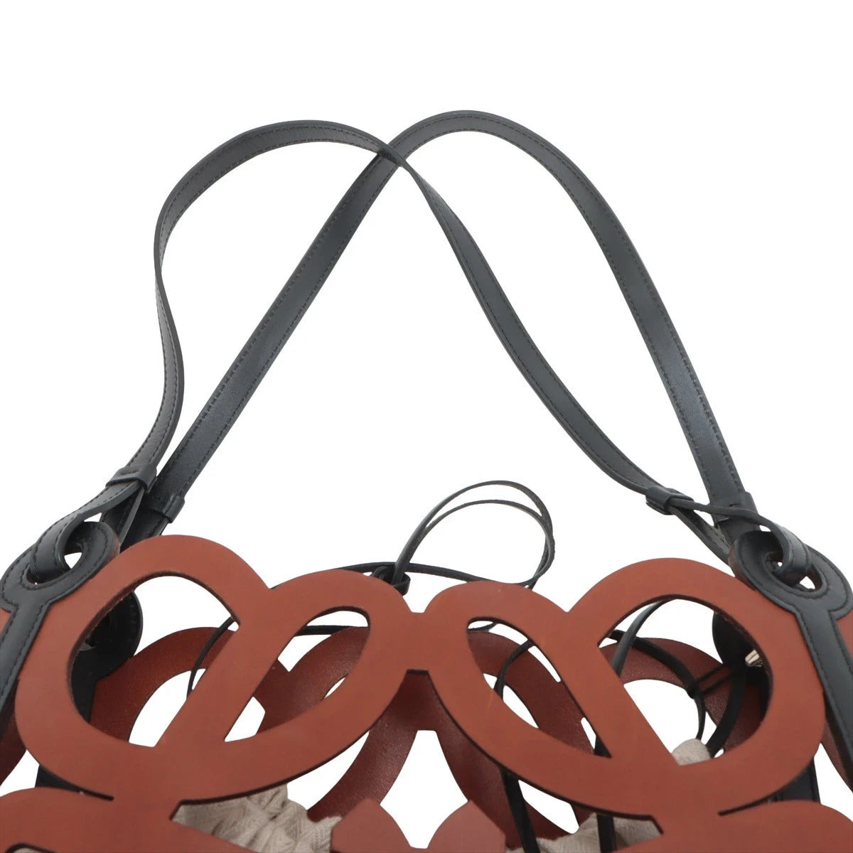 Pre-Loved Anagram Cut-Out Tote Anagram Leather Small with Black Hardware, Tan