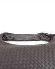 Pre-Loved Veneta Shoulder Bag Intrecciato Leather Medium with Gunmetal Hardware, Dark Brown