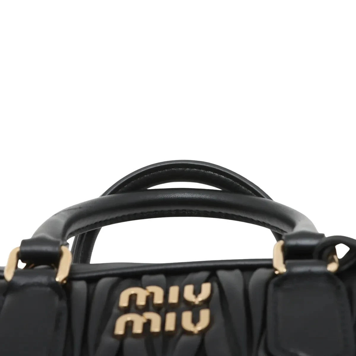 Pre-Loved Matelassé Bowling Bag Handbag Quilted Leather Mini with Gold Hardware, Black