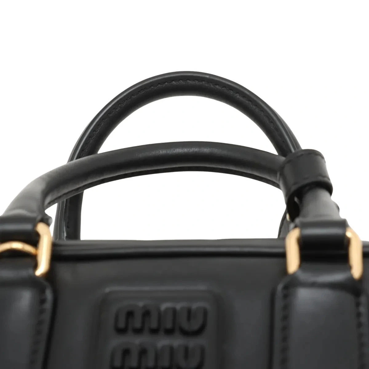 Pre-Loved Bowling Bag Handbag Leather Mini with Gold Hardware, Black