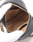 Pre-Loved Pearl Round Clutch with Chain Crossbody Bag Quilted Leather Mini with Aged Gold Hardware, Black
