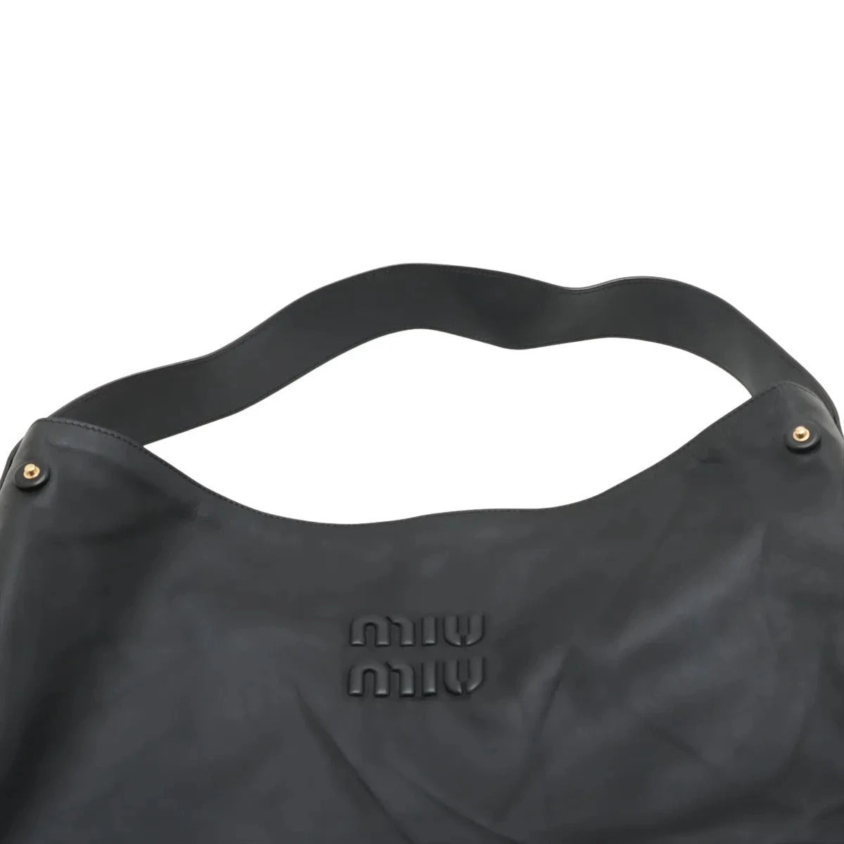 Pre-Loved Nappa Leather Hobo Shoulder Bag Leather with Gold Hardware, Black