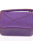 Pre-Loved Puzzle Crossbody Bag Leather Mini with Silver Hardware, Purple