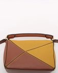Pre-Loved Puzzle Handbag Leather Mini with Gold Hardware, Yellow, Tan, Cream