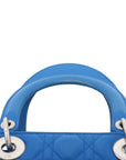 Pre-Loved Lady Dior Handbag Quilted Leather Medium with Silver Hardware, Blue