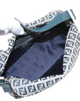 Pre-Loved Mamma Baguette Shoulder Bag Zucchino Coated Canvas with Silver Hardware, Grey / Navy