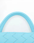 Pre-Loved Andiamo Handbag Intrecciato Leather Small with Gold Hardware, Light Blue