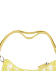 Pre-Loved Re-Edition 2005 Shoulder Bag Crochet Raffia Gingham Mini with Silver Hardware, Yellow and White