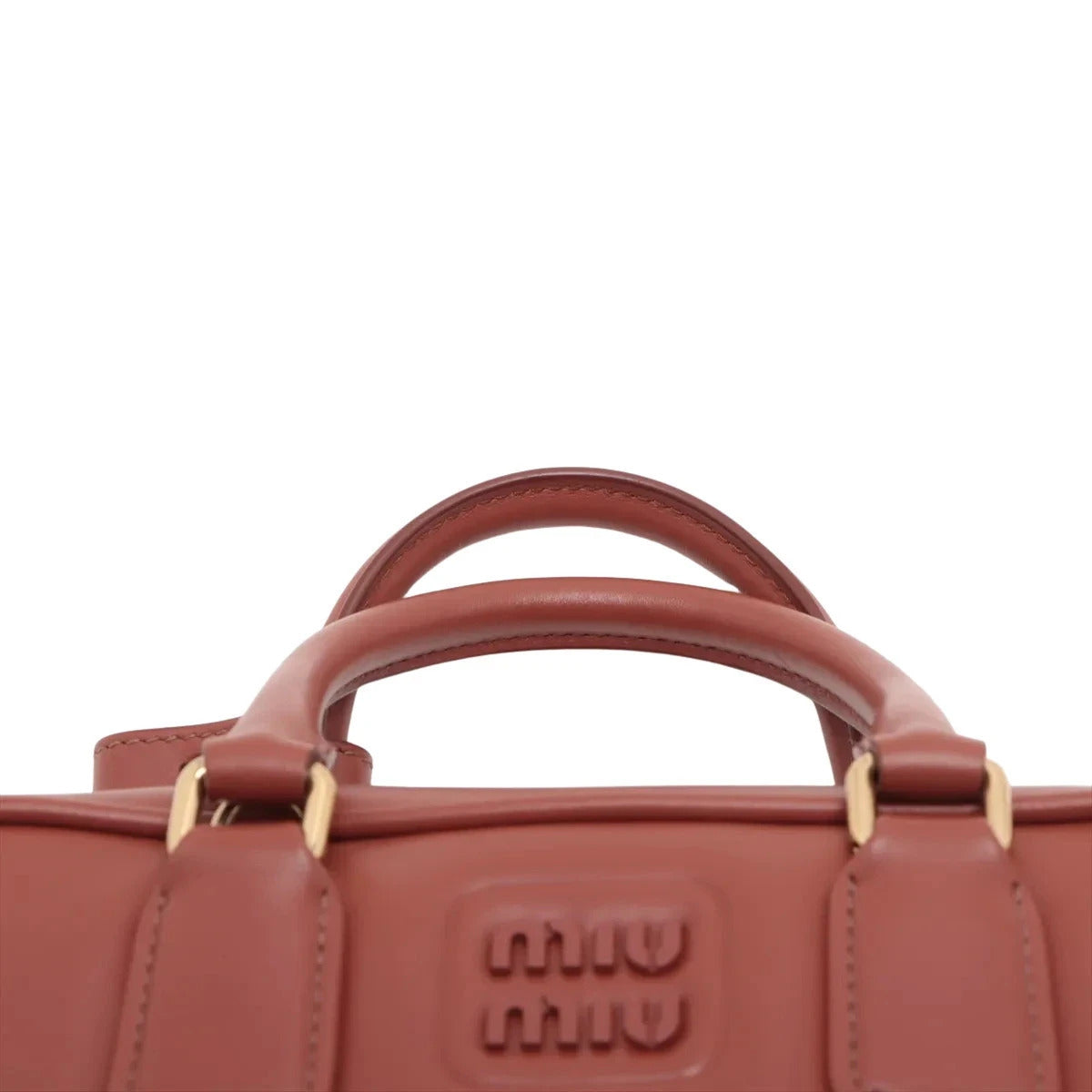 Pre-Loved Bowling Bag Handbag Leather Mini with Gold Hardware, Rust