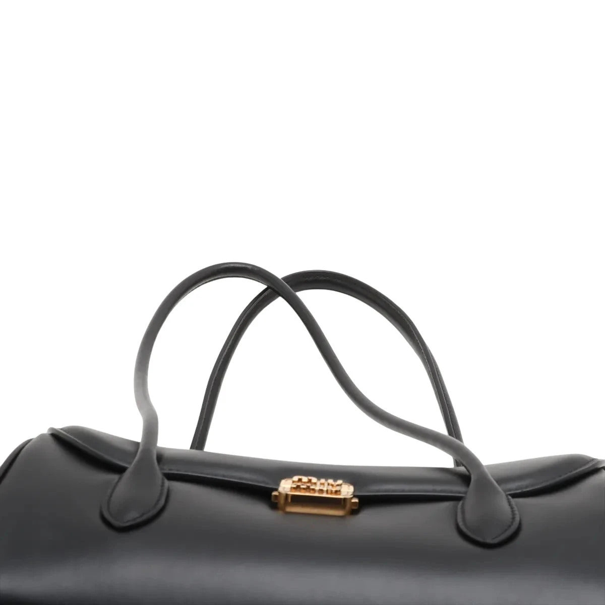 Pre-Loved Nappa Leather Shoulder Bag Leather with Gold Hardware, Black