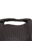 Pre-Loved Veneta Shoulder Bag Intrecciato Leather Medium with Silver Hardware, Dark Brown