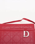 Pre-Loved Lady Dior Vanity Handbag Cannage Leather Mini with Silver Hardware, Red