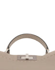 Pre-Loved Peekaboo Handbag Leather Regular with Silver Hardware, Taupe