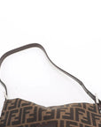 Pre-Loved Mamma Baguette Shoulder Bag Zucca Coated Canvas with Silver Hardware, Brown/Tobacco