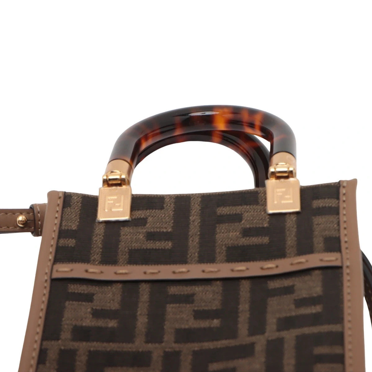 Pre-Loved Sunshine Shopper Tote FF Logo Canvas Coated Mini with