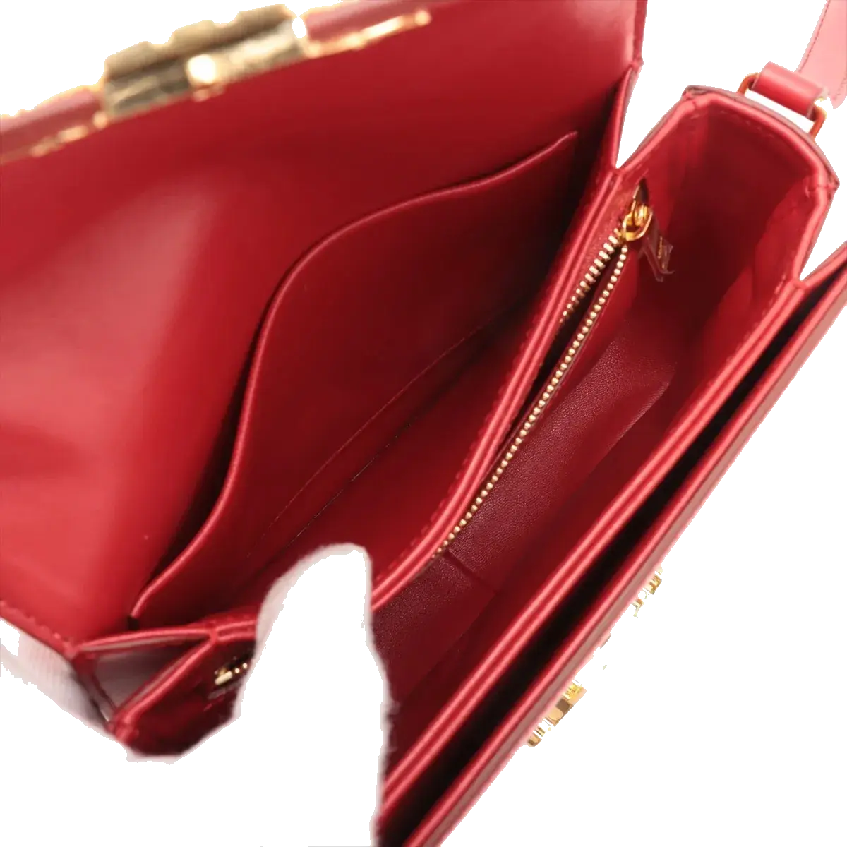 Pre-Loved Triomphe Shoulder Bag Leather Teen with Gold Hardware, Red
