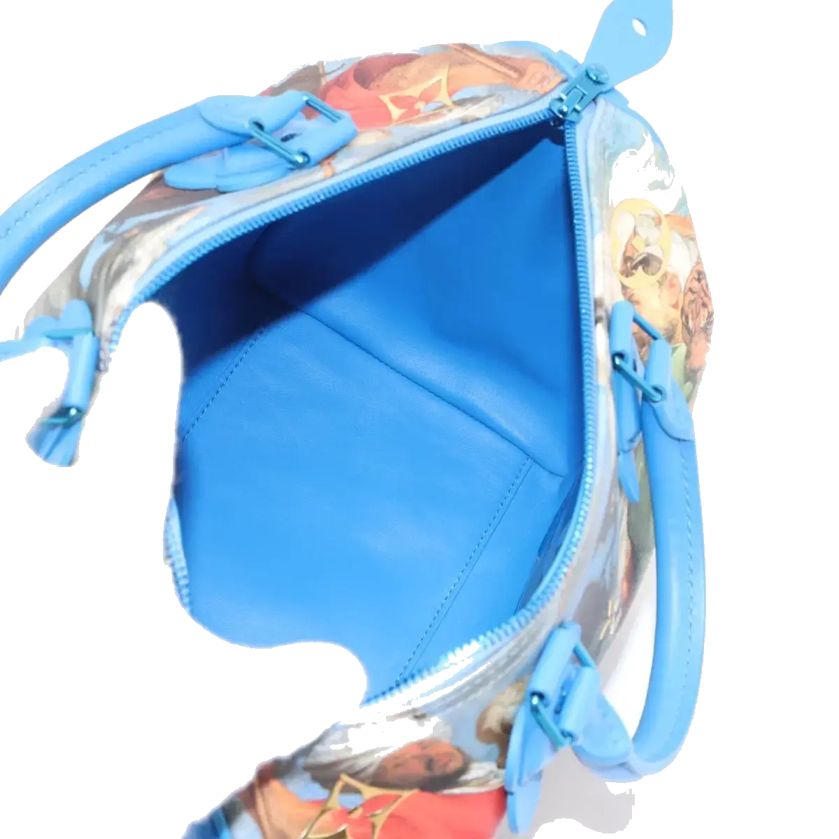 Pre-Loved Speedy Masters Rubens Handbag Printed Coated Canvas 30 with Gold Hardware, Blue Multicolor