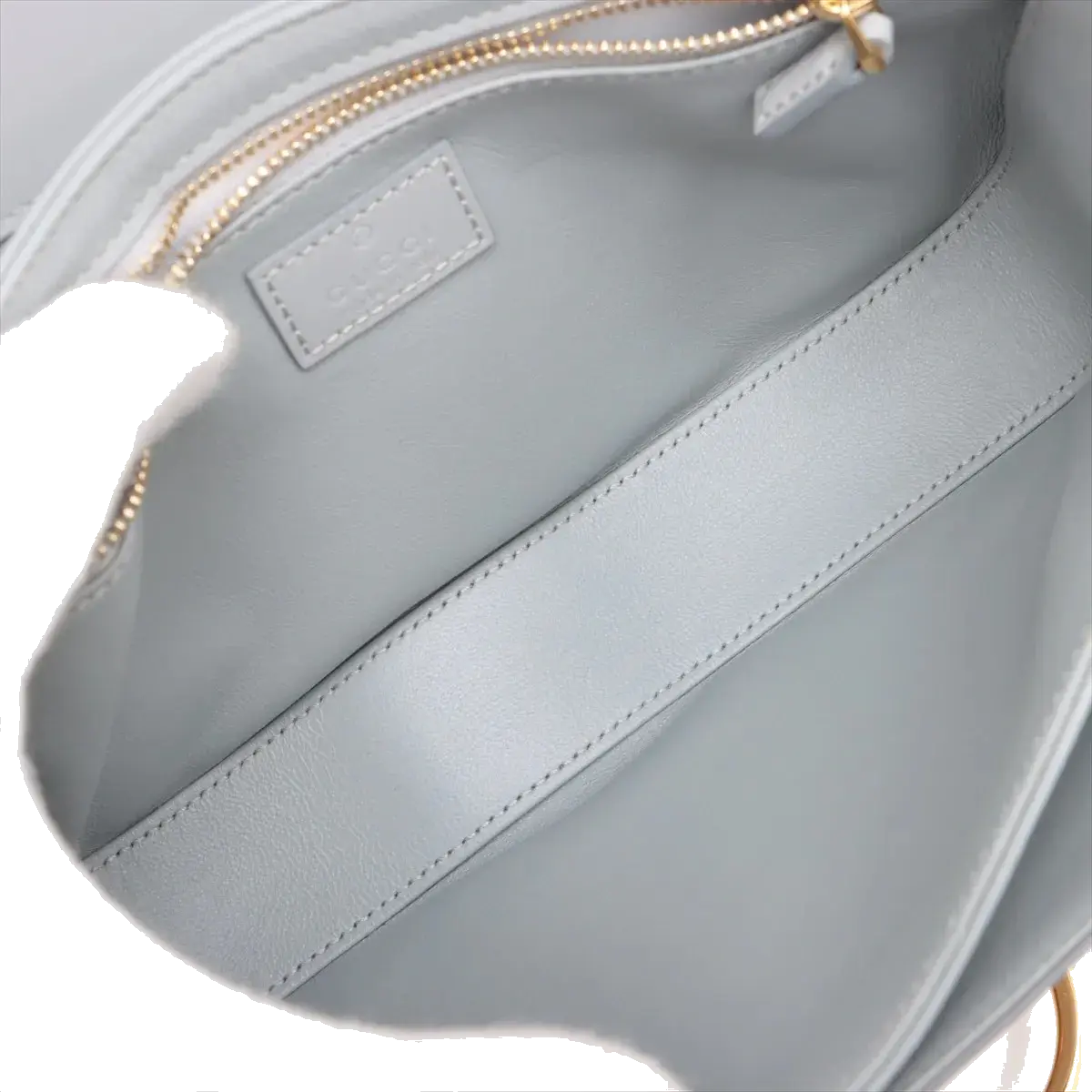 Pre-Loved Stirrup Flap Bag Shoulder Bag Leather Small with Gold Hardware, Light Gray