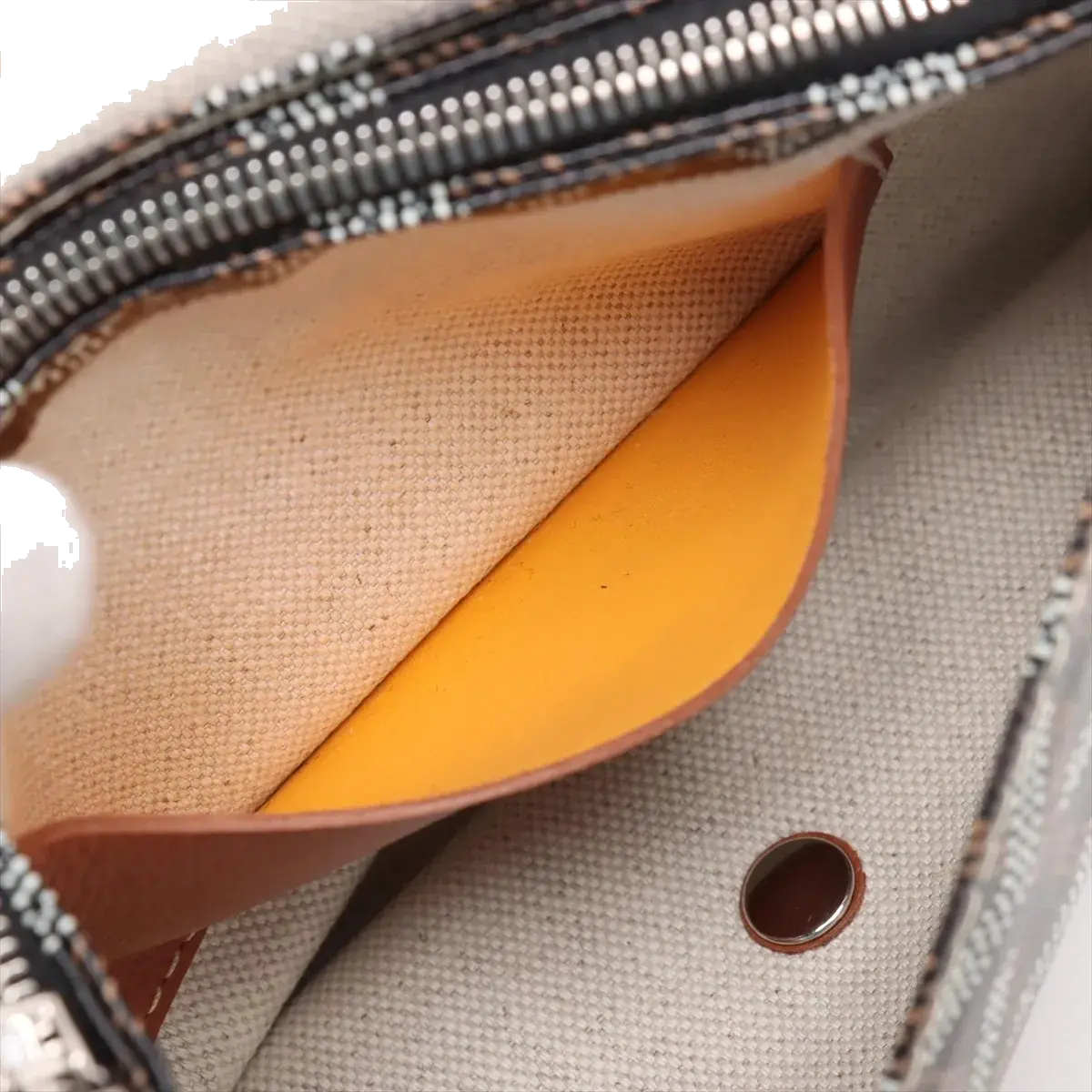 Pre-Loved Plumet Crossbody Bag Goyardine Chevron Coated Canvas with Silver Hardware, Black and Tan