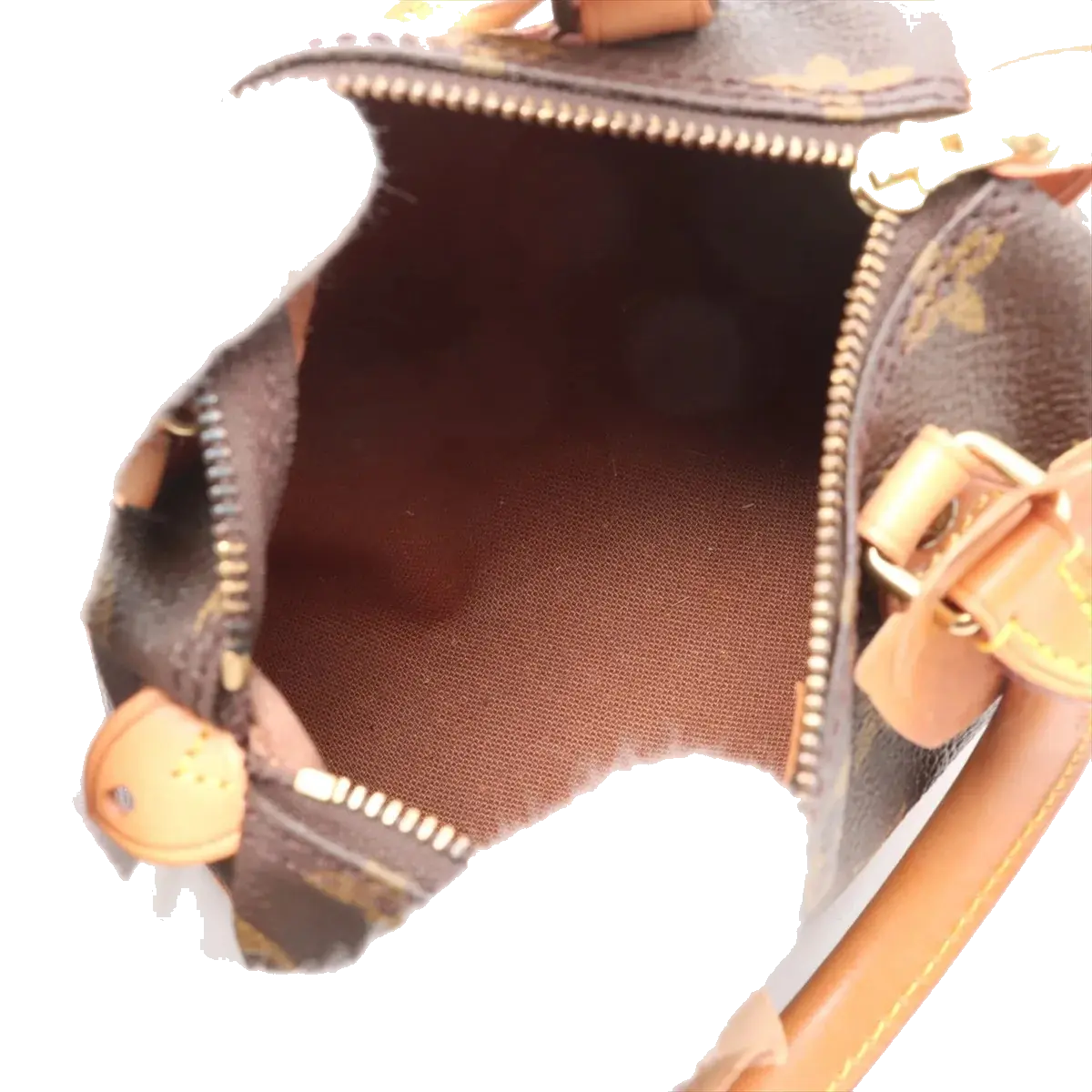 Pre-Loved Mini Speedy Handbag Monogram Coated Canvas Mini with Gold Hardware, Brown