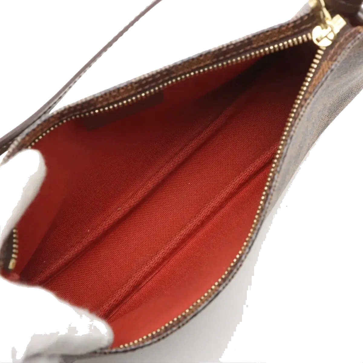 Pre-Loved Pochette Accessoires Pochette Damier Coated Canvas with Gold Hardware, Ebene Brown