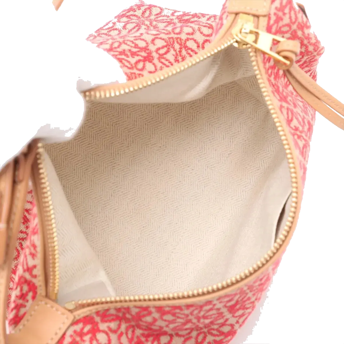 Pre-Loved Anagram Pochette Shoulder Bag Anagram Canvas Small with Gold Hardware, Red and Beige