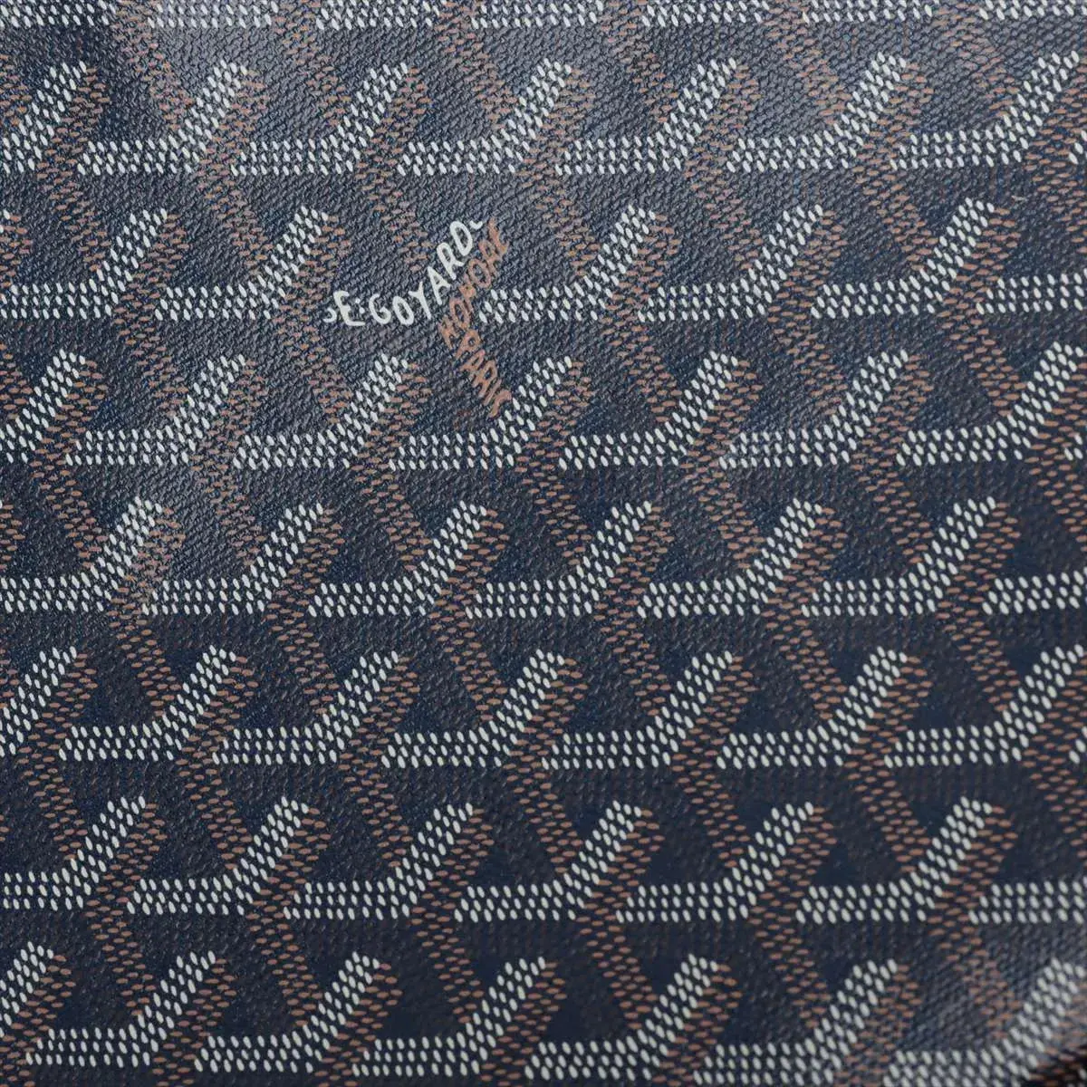 Pre-Loved Senat Pochette Goyardine Coated Canvas MM with Silver Hardware, Navy Blue