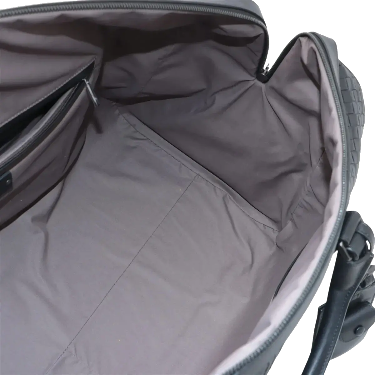 Pre-Loved Intrecciato Boston Duffle Duffle Bag Intrecciato Leather Large with Aged Silver Hardware, Black