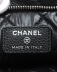 Pre-Loved Quilted Fold-Over Clutch Clutch Quilted Leather with Silver Hardware, Black