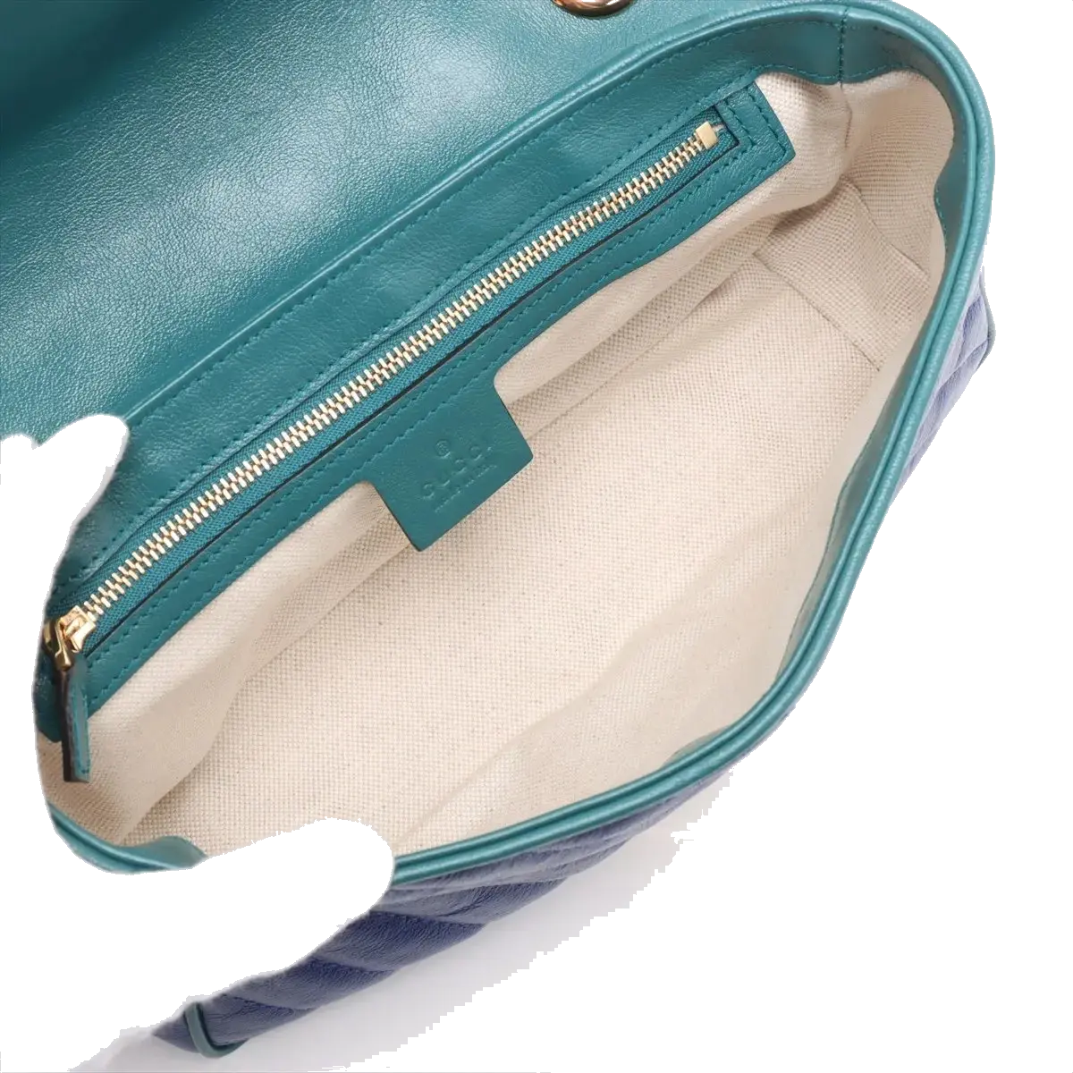 Pre-Loved GG Marmont Shoulder Bag Quilted Leather Small with Gold Hardware, Blue
