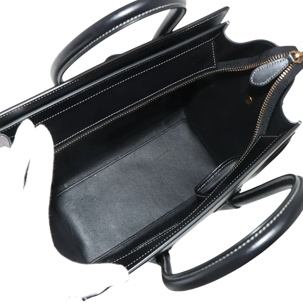 Pre-Loved Luggage Tote Leather Micro with Gold Hardware, Black and Grey