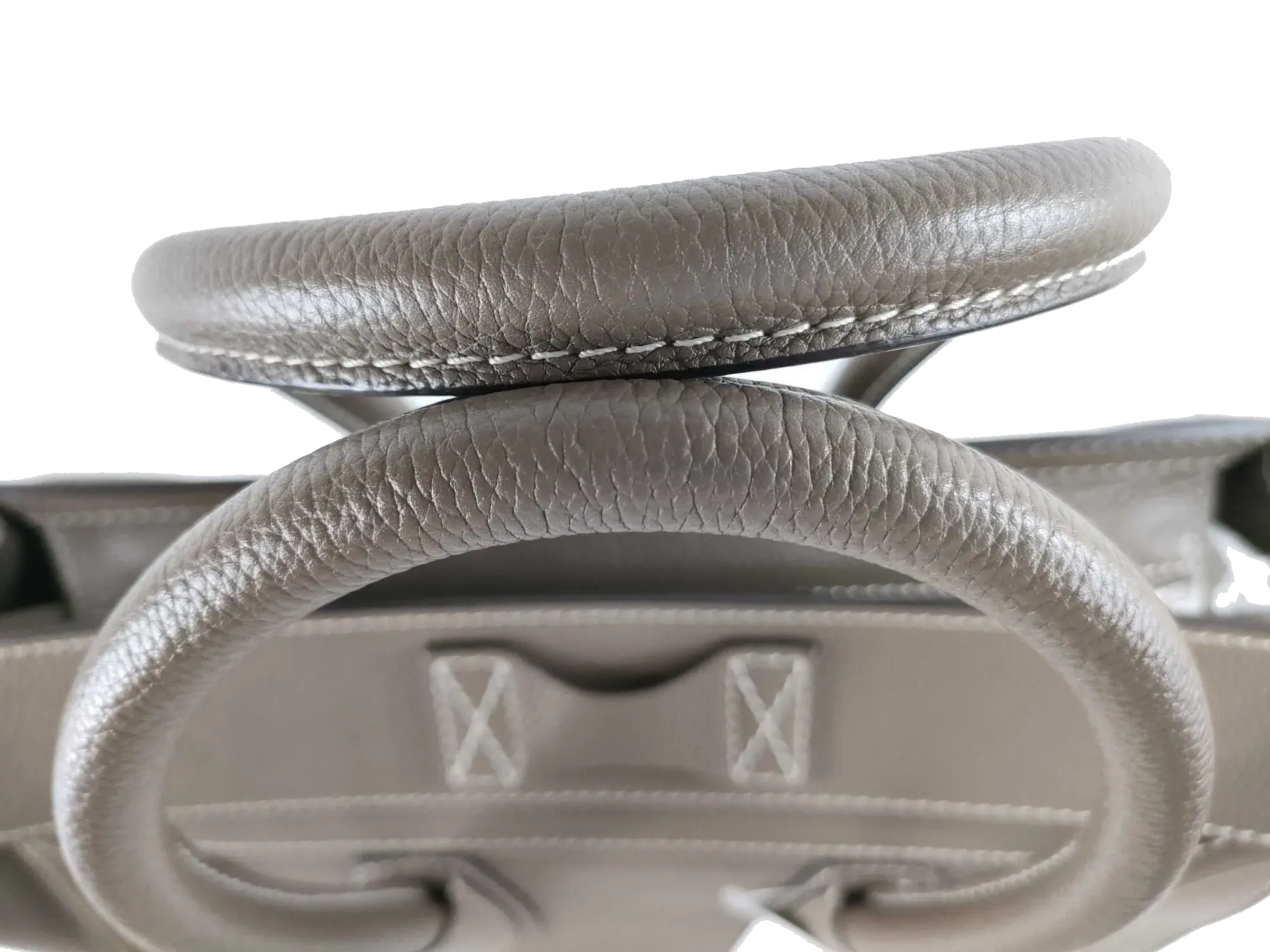 Pre-Loved Luggage Tote Leather Mini with Silver Hardware, Taupe