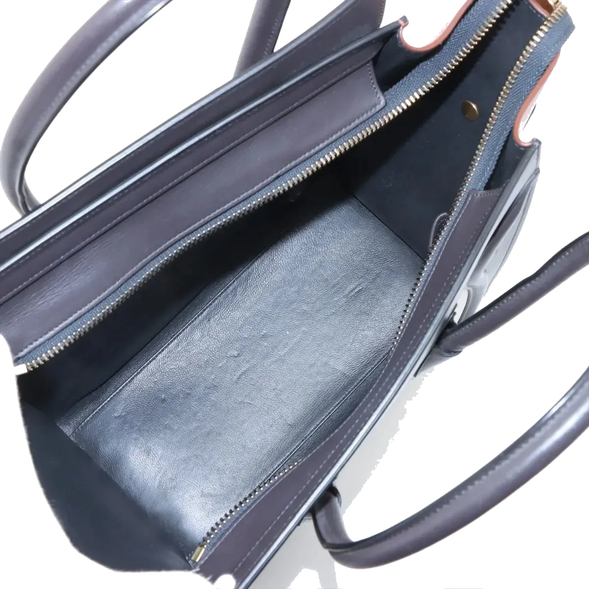 Pre-Loved Luggage Tote Leather Micro with Gold Hardware, Tricolor