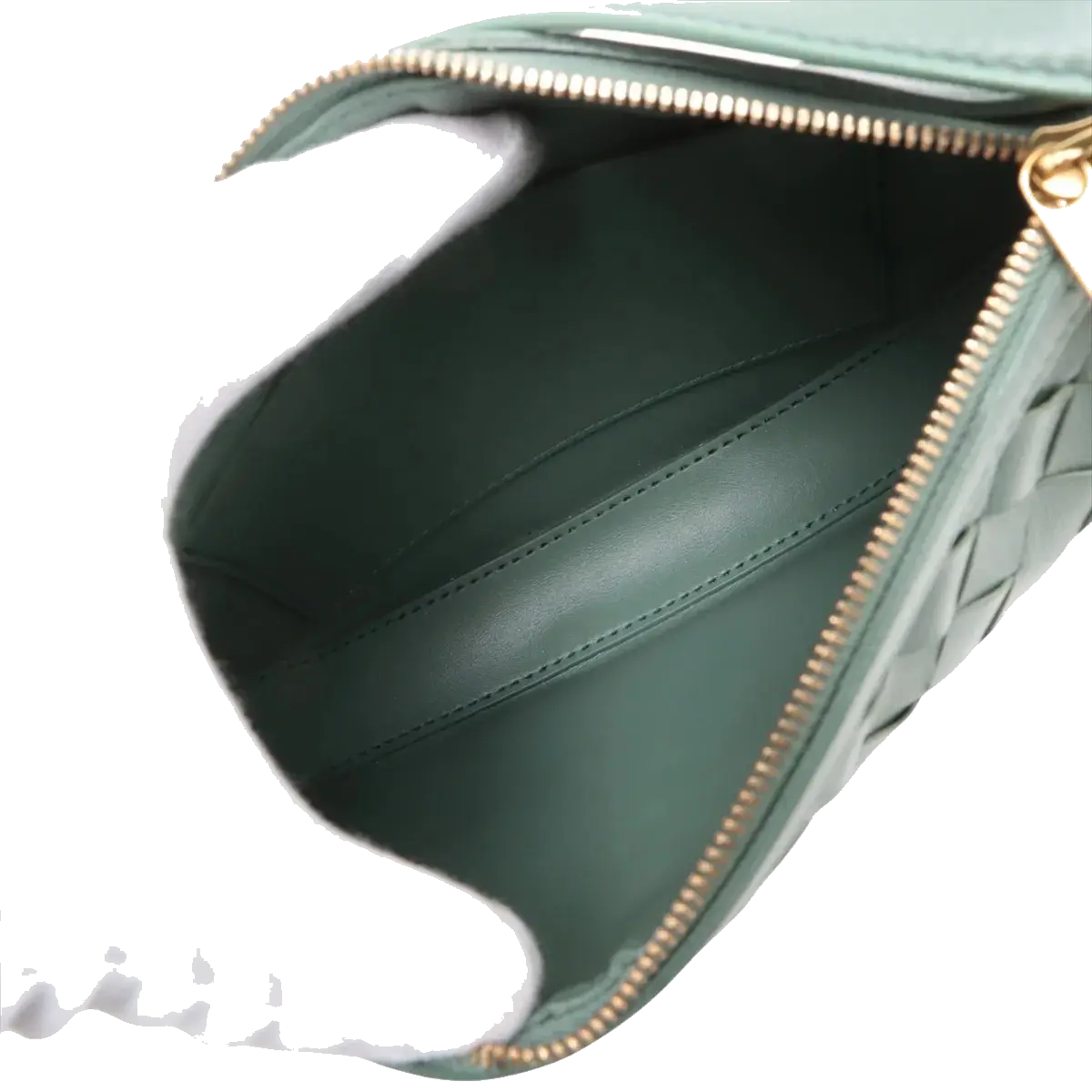Pre-Loved Sunrise Shoulder Bag Intrecciato Leather Small with Gold Hardware, Sage Green