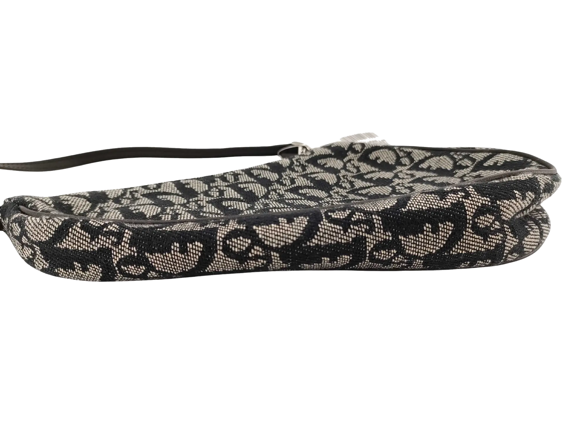 Pre-Loved Saddle Pochette Oblique Canvas Mini with Silver Hardware, Navy and Grey