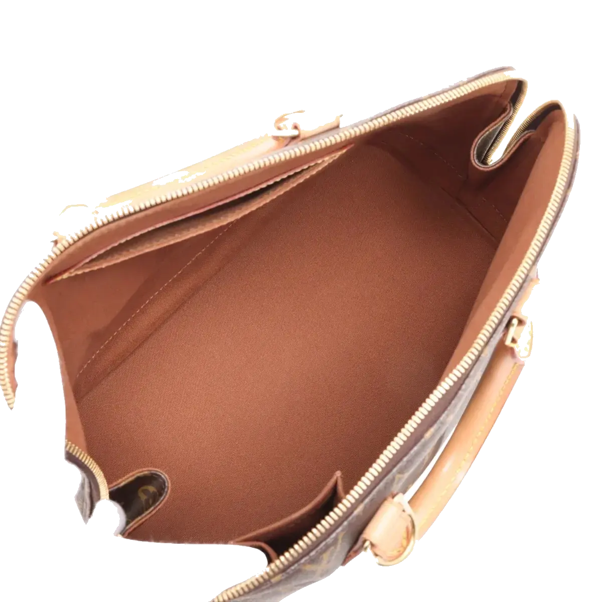 Pre-Loved Alma Handbag Monogram Coated Canvas PM with Gold Hardware, Brown