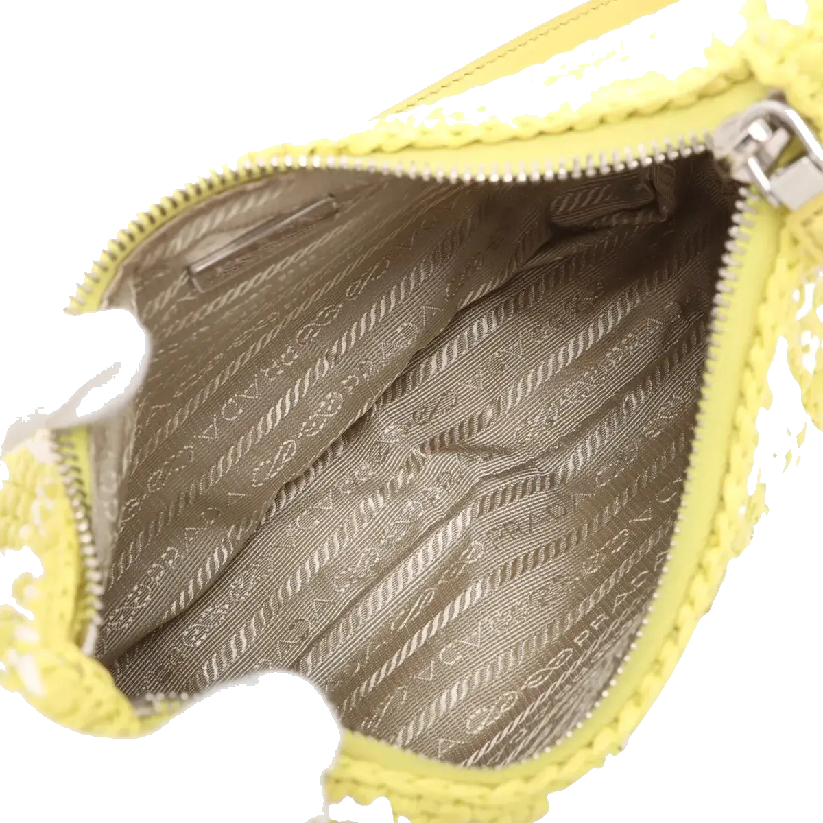 Pre-Loved Re-Edition 2005 Shoulder Bag Crochet Raffia Gingham Mini with Silver Hardware, Yellow and White