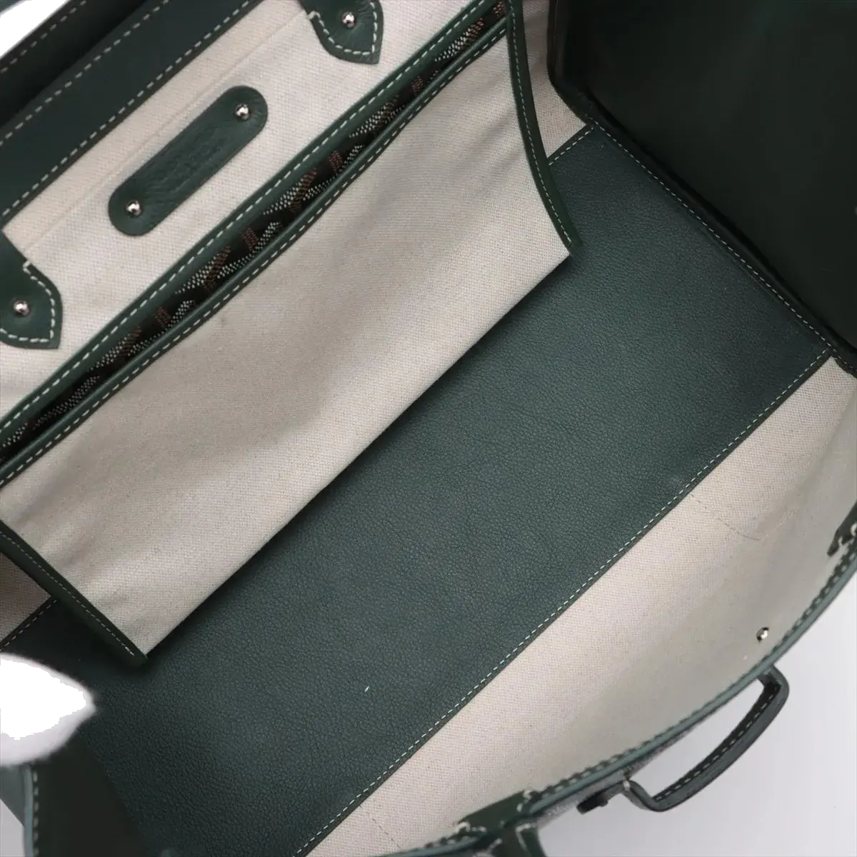 Pre-Loved Saïgon Souple Tote Goyardine Coated Canvas MM with Silver Hardware, Green