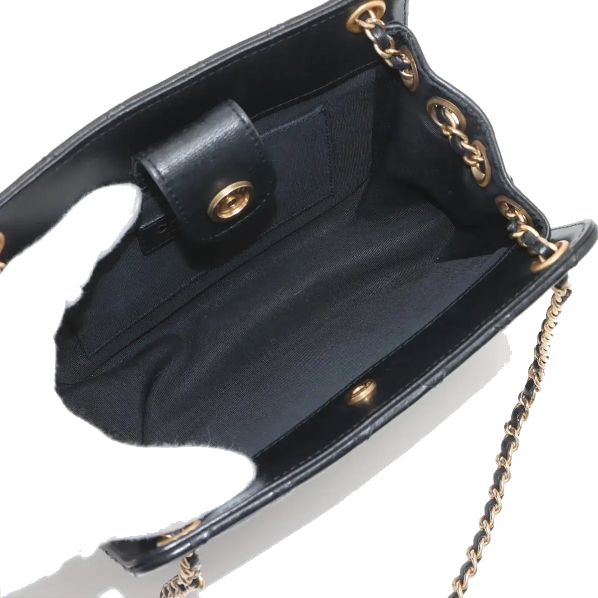Pre-Loved CC Chain Logo Quilted Chain Bag Shoulder Bag Quilted Leather Small with Gold Hardware, Black