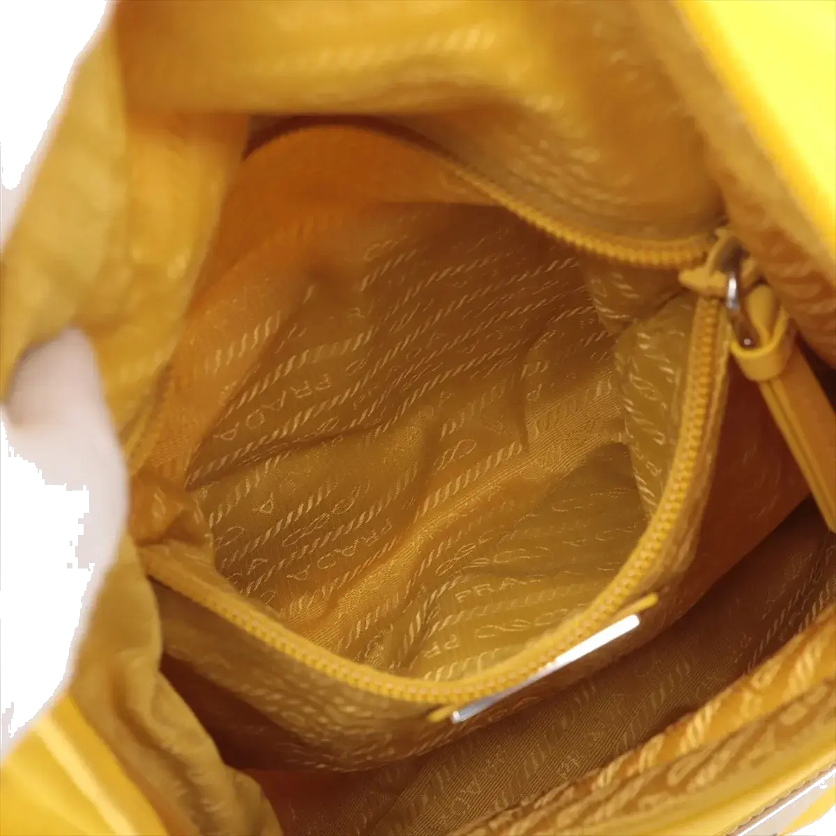 Pre-Loved Padded Nylon Triangle Sling Sling Bag Nylon with Silver Hardware, Yellow
