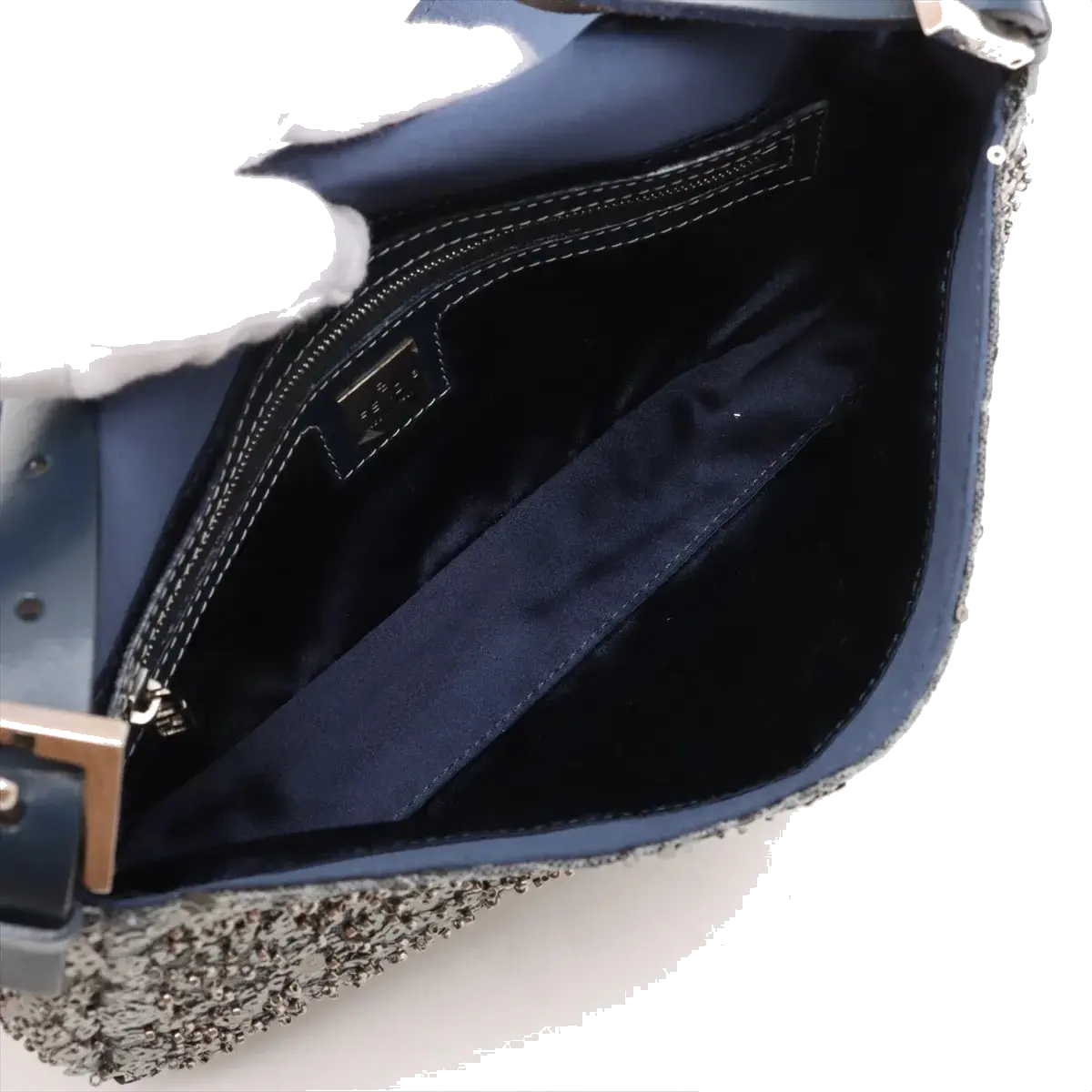 Pre-Loved Mamma Baguette Shoulder Bag Sequined with Silver Hardware, Silver