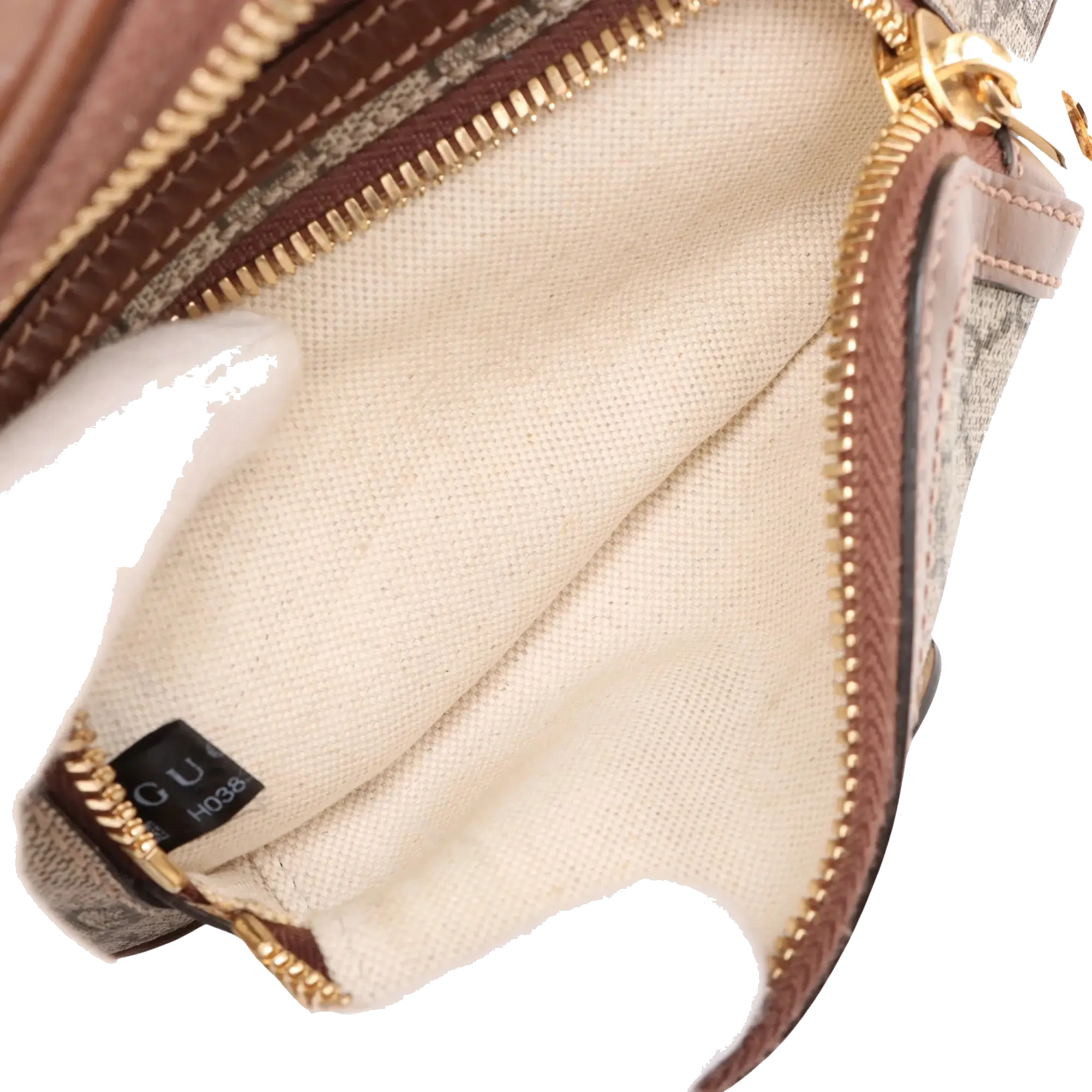 Pre-Loved GG Supreme Belt Bag Monogram Coated Canvas with Gold Hardware, Beige and Ebony