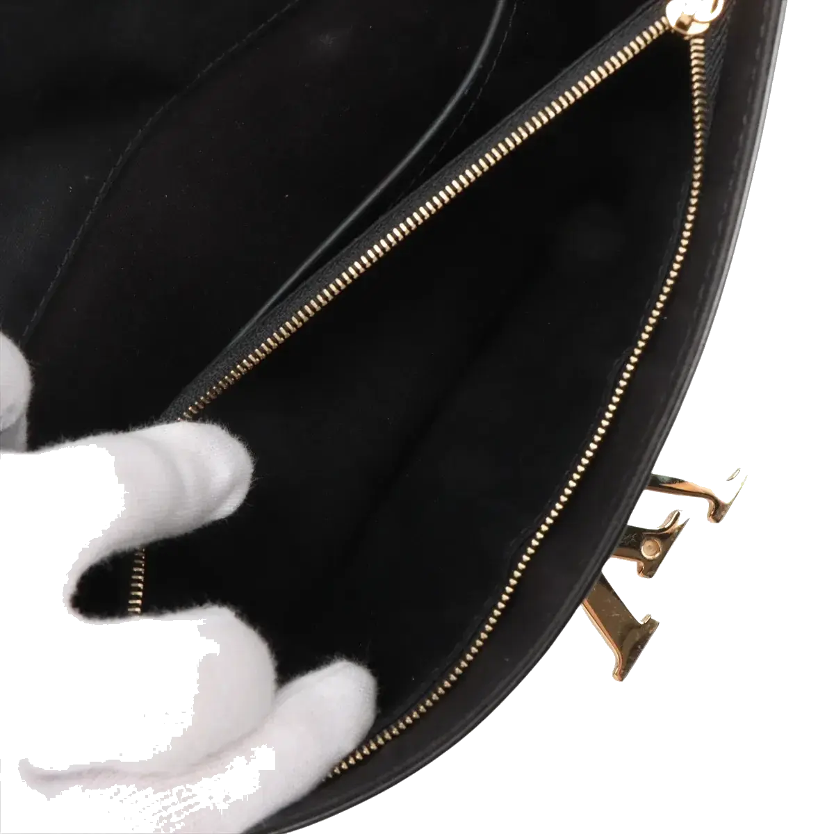 Pre-Loved Louise Clutch Patent Leather with Gold Hardware, Black