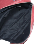 Pre-Loved Easy Flap Shoulder Bag Quilted Leather with Silver Hardware, Red